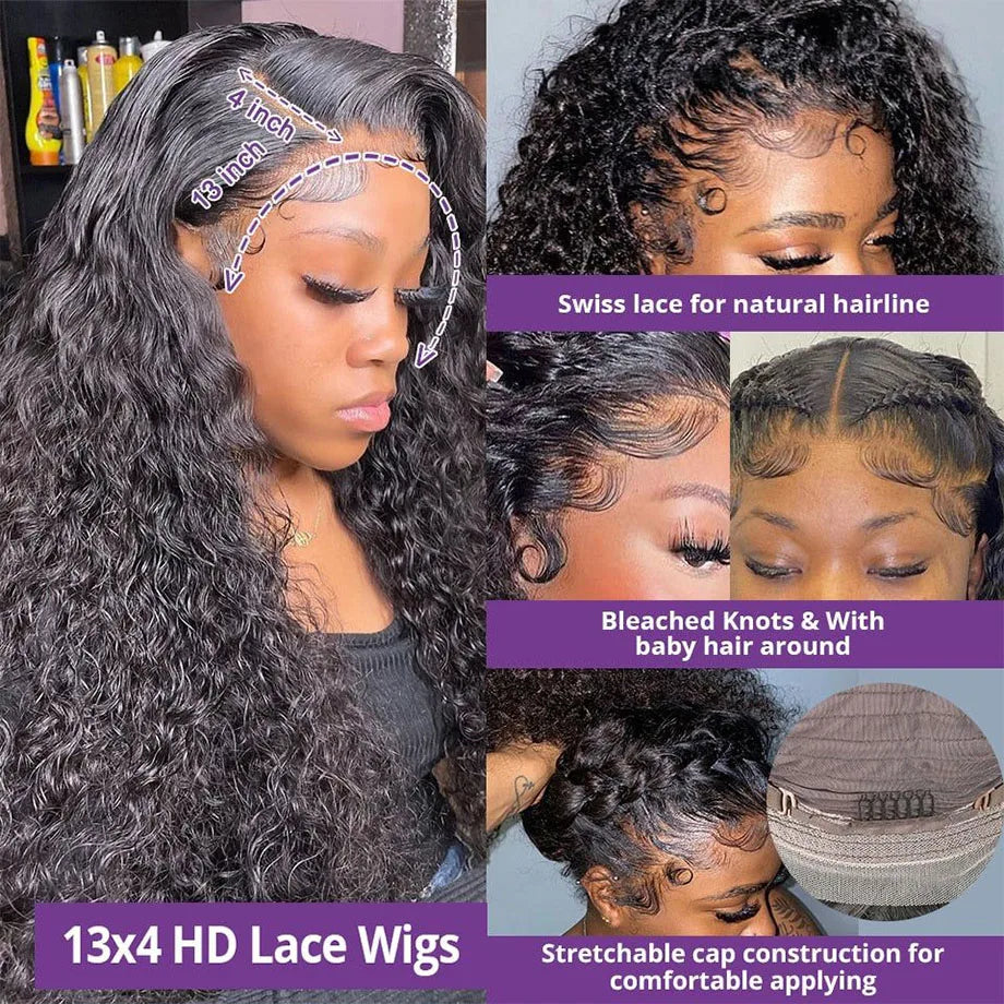 Curly Glueless Wigs Human Hair Ready To Wear 13x6 Deep Wave Hd Lace Front Human Hair Wig Transparent Curly Water Wave Lace Wigs