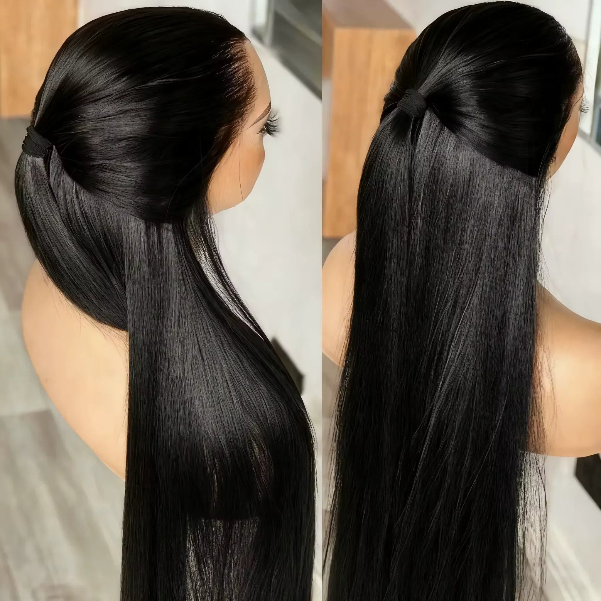 200% Density 42 Inch HD Lace Front Human Hair Wigs Straight 13x4 Transparent Lace Frontal Human Hair Wigs Pre Plucke For Women