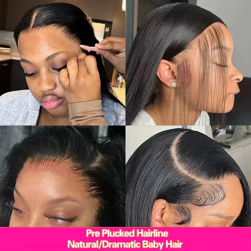 30 40 Inch 13x4 HD Transparent Bone Straight Lace Front Wig 200 Density Brazilian 13x6 Lace Frontal Wigs Human Hair For Women