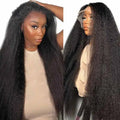 13x4 Kinky Straight Lace Front Human Hair Wig With Kinky Edges Baby Hair Glueless Yaki Straight HD Lace Frontal Wig 250% Denisty