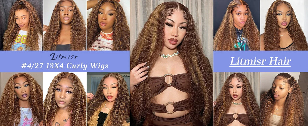 250% Highlight Deep Wave 13x6 Hd Lace Frontal Wig Human Hair Pre Plucked 30 40 Inch Brown Ombre Curly Water Wave human hair wigs