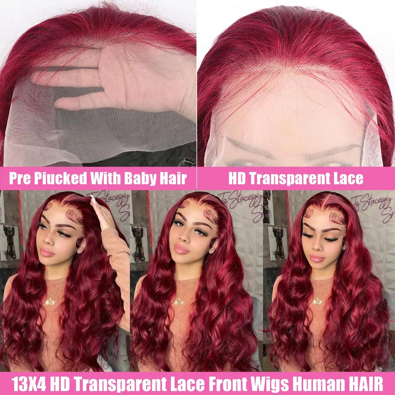 Burgundy 13x6 Hd Lace Frontal Human Hair Wig 220 Density Brazilian 13x4 Lace Front Wig 99j Body Wave Human Hair Wigs For Women