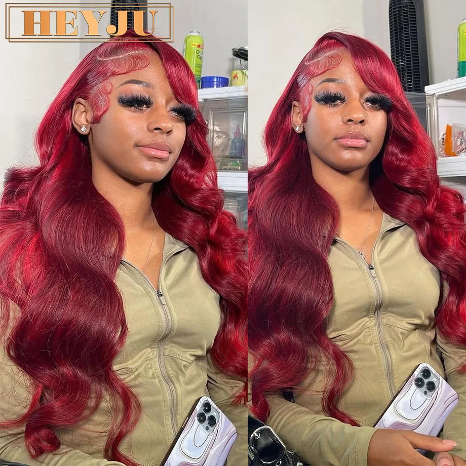 Burgundy 13x6 Hd Lace Frontal Human Hair Wig 220 Density Brazilian 13x4 Lace Front Wig 99j Body Wave Human Hair Wigs For Women