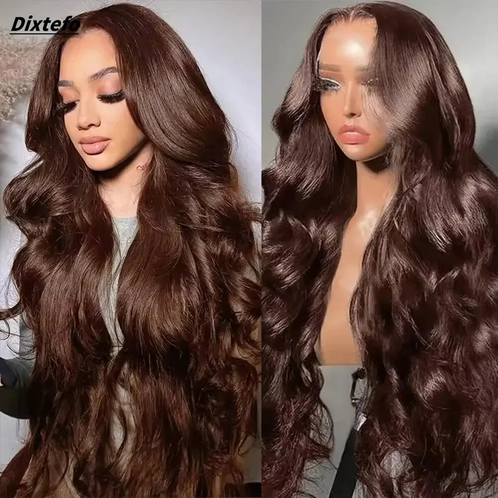 13x4 13x6 Hd Lace Frontal Wig Brazilian Human Hair Wigs Chocolate Brown Body Wave Lace Front Human Hair Wigs For Women