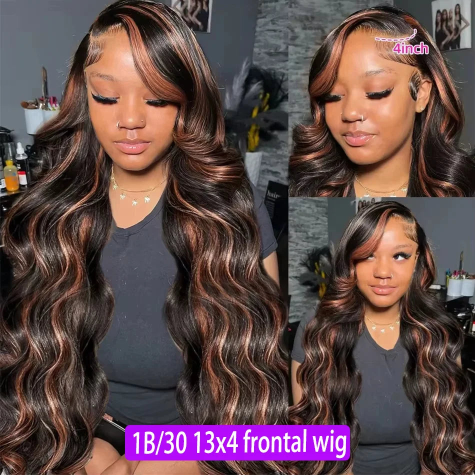 1b30 Black Brown Lace Front 13x4 Body Wave Wigs  P427 Highlight Ombre 100% Human Hair 13x6 HD Lace Frontal Blonde Colored Wig