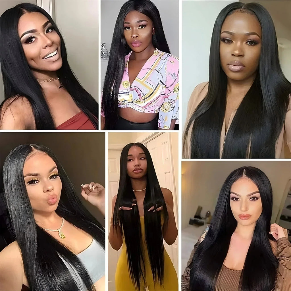 30 40 Inch 13x4 HD Transparent Bone Straight Lace Front Wig 200 Density Brazilian 13x6 Lace Frontal Wigs Human Hair For Women