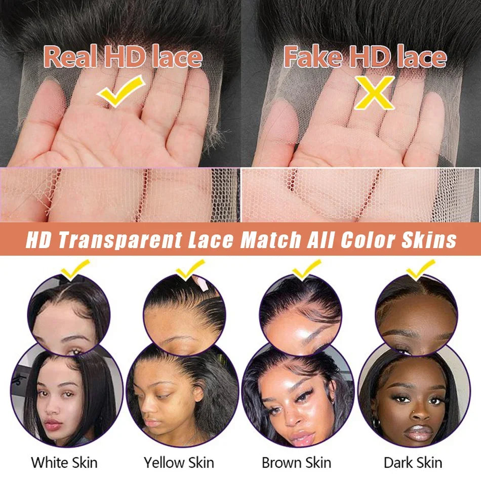 200% Density 42 Inch HD Lace Front Human Hair Wigs Straight 13x4 Transparent Lace Frontal Human Hair Wigs Pre Plucke For Women