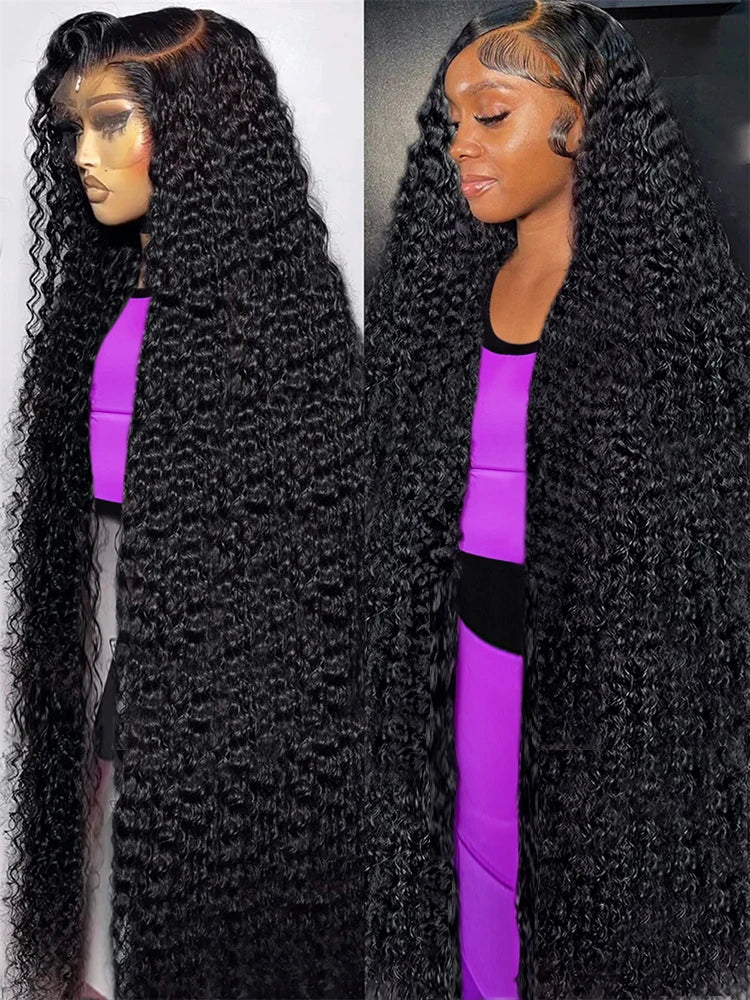 40 50 Inch Deep Wave Frontal Wig 13x4 13x6 360 HD Lace Frontal Wigs 300 Density Water Curly Human Hair Lace Front Wigs For Women