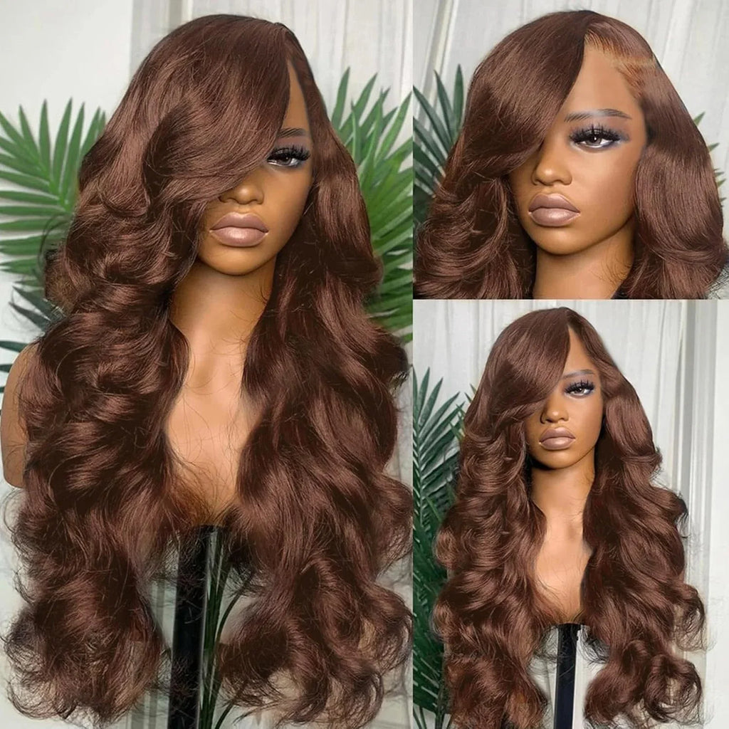 Body Wave Chocolate Brown Lace Front Wigs Human Hair 13x4 13x6 HD Lace Frontal Wig For Women Peruvian Lace Wigs Natural Hairline