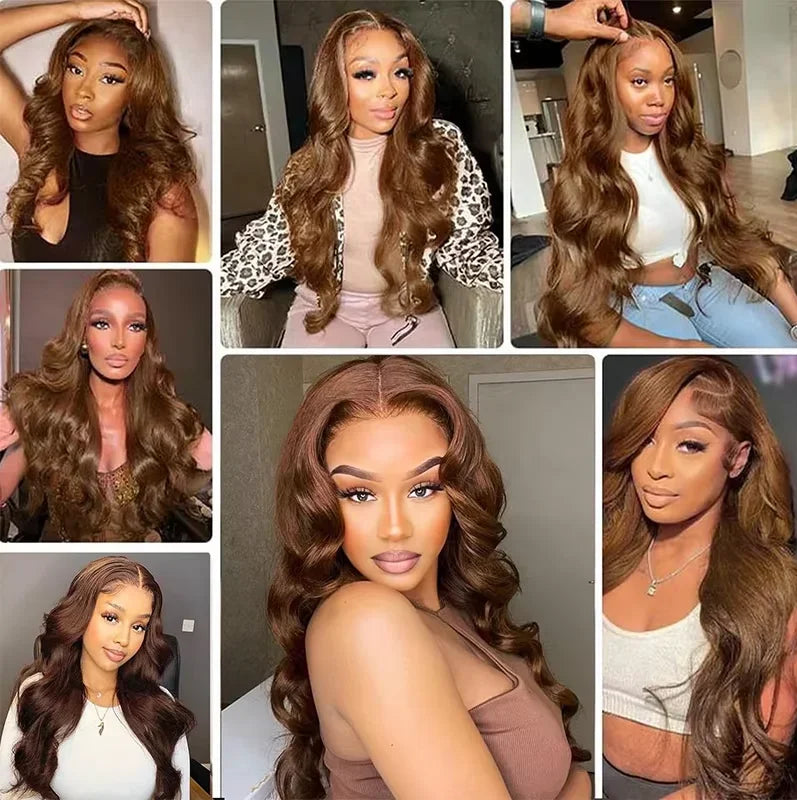 13x4 13x6 Hd Lace Frontal Wig Brazilian Human Hair Wigs Chocolate Brown Body Wave Lace Front Human Hair Wigs For Women