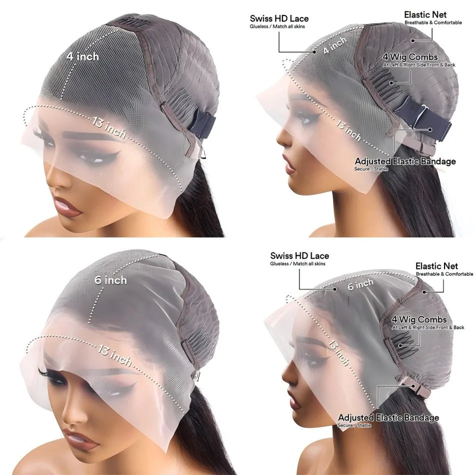 Chocolate Brown 13X6 Straight Human Hair Wigs 13X4 Hd Lace Frontal Wig 250 Density Colored Pre Plucked Brazilian Lace Front Wig