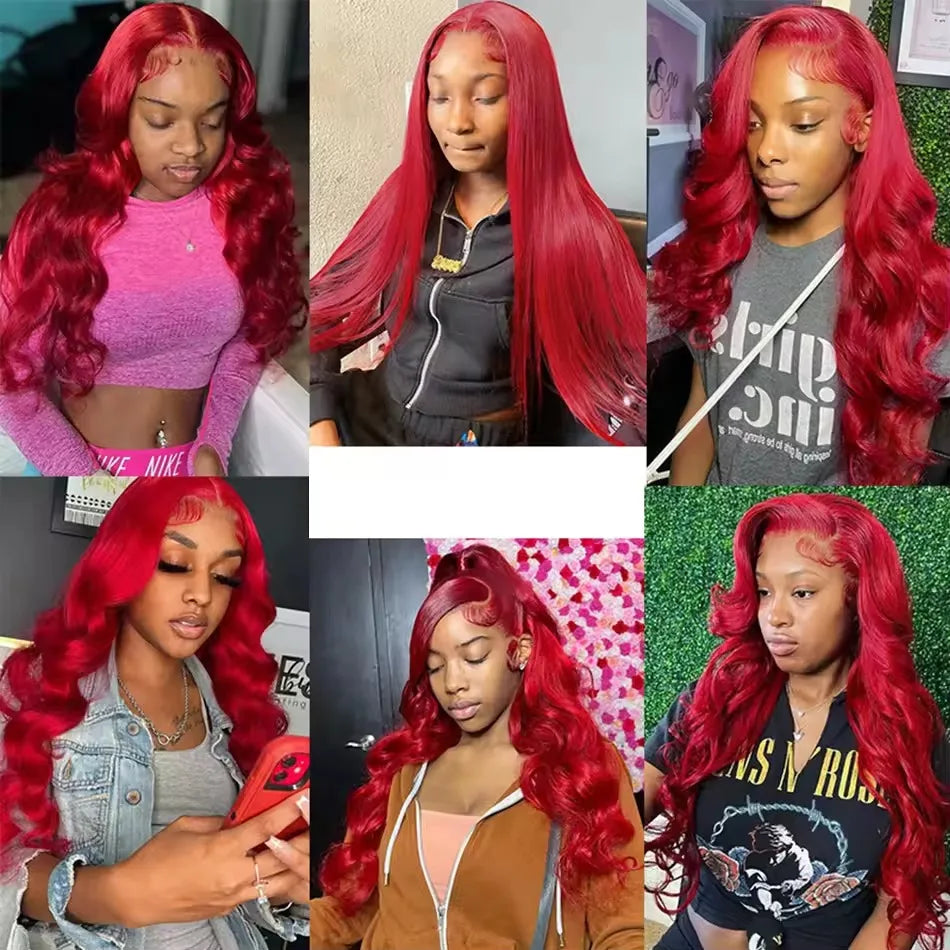 38 40 Inch Hot Red 13x6 Hd Lace Frontal Wigs Human Hair Wig Brazilian Red Colored Body Wave 13x4 Lace Front Wig For Black Women