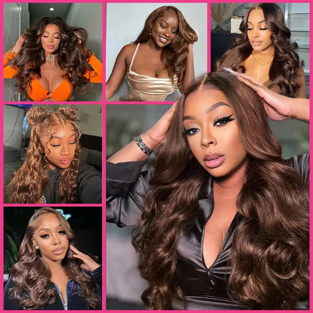 13x4 Chocolate Brown Body Wave Lace Front Wig 30 36 Inch 100% Brazilian Human Hair Wigs Lace Front Wig 13x6 Brown Wig For Women