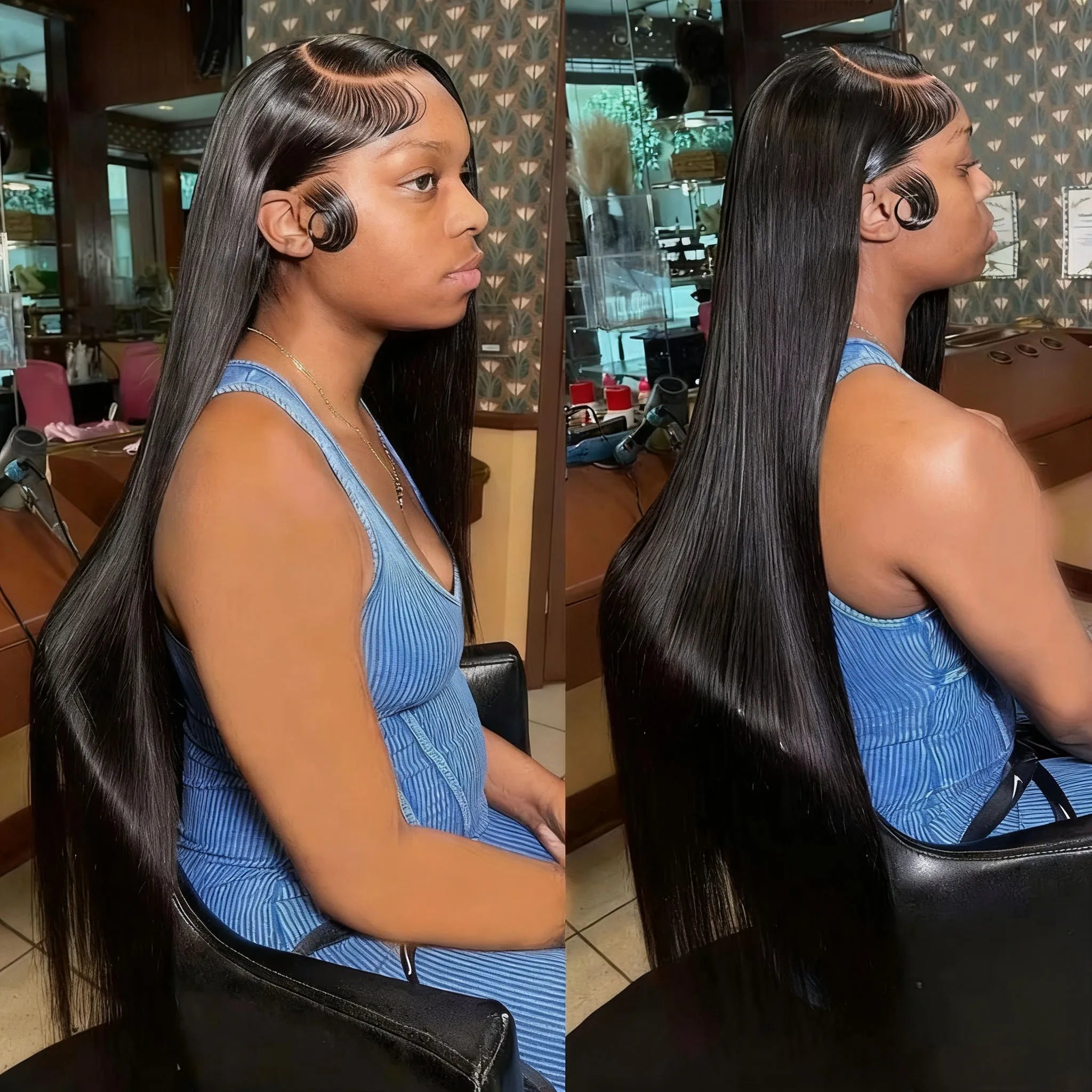 Bone Straight Lace Front Wigs Human Hair Brazilian 13x4 13x6 5x5HD Transparent Lace Frontal Wigs For Women 40 Inches 220 Density
