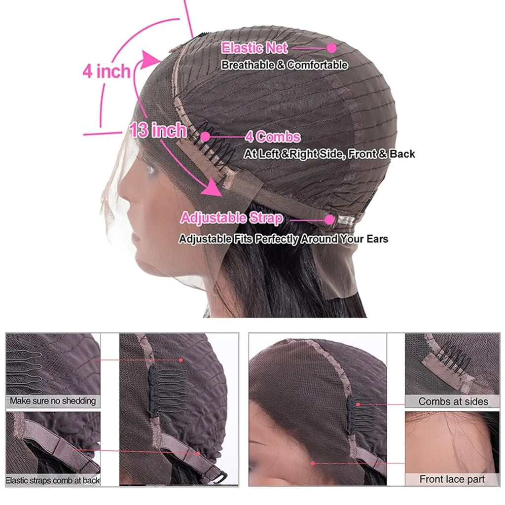200% Density 42 Inch HD Lace Front Human Hair Wigs Straight 13x4 Transparent Lace Frontal Human Hair Wigs Pre Plucke For Women