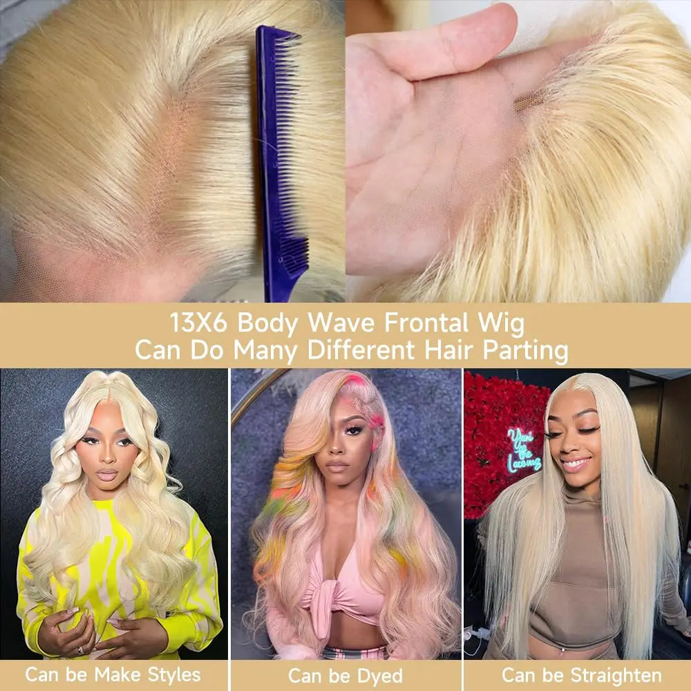 613 Body Wave Human Hair Wig 13x6 Hd Lace Frontal Wig Pre Plucked Brazilian 30 inch Blonde 613 Lace Front Wigs 13x4 Lace Wig