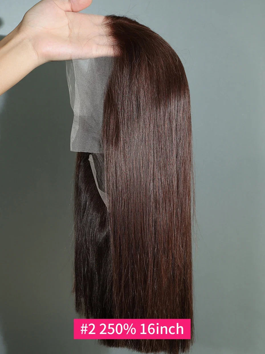#2 Brown Chocolate Color 250 Density Lace Frontal Wig Human Hair Raw Vietnamese Double Drawn 13x4 Bob Lace Front Human Hair Wigs