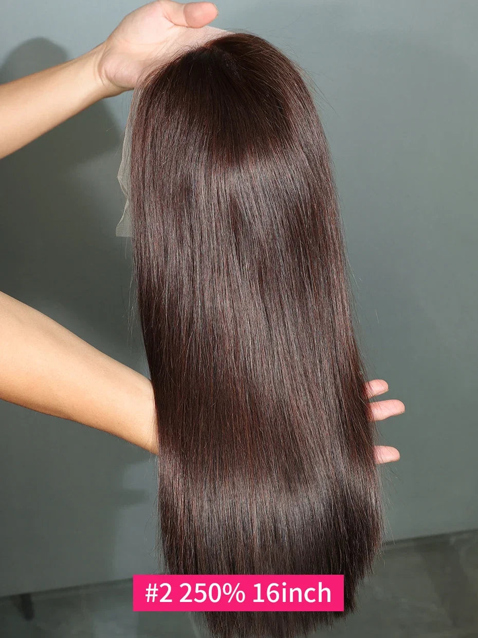 #2 Brown Chocolate Color 250 Density Lace Frontal Wig Human Hair Raw Vietnamese Double Drawn 13x4 Bob Lace Front Human Hair Wigs