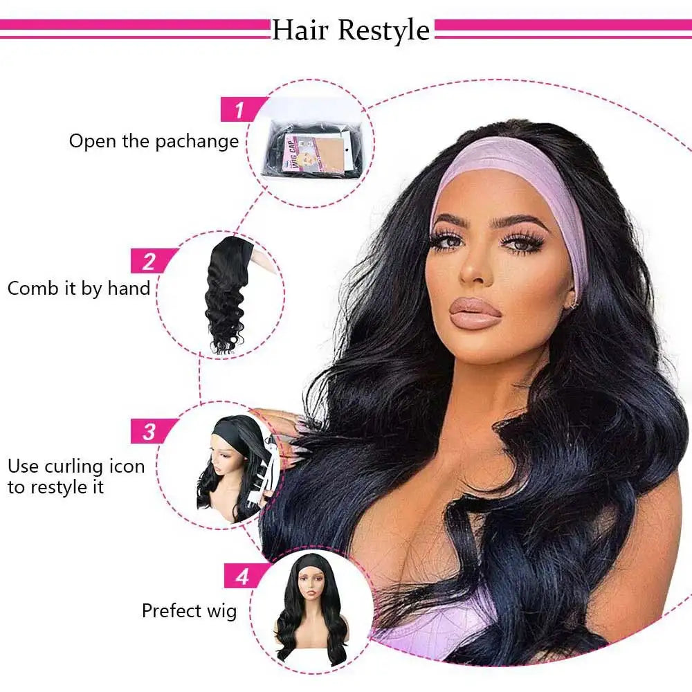 30 40 Inch Headband Wig Human Hair Body Wave Wig 200% Density Remy Human Hair Wigs For Black Women Brazilian Ready To Wear Wig