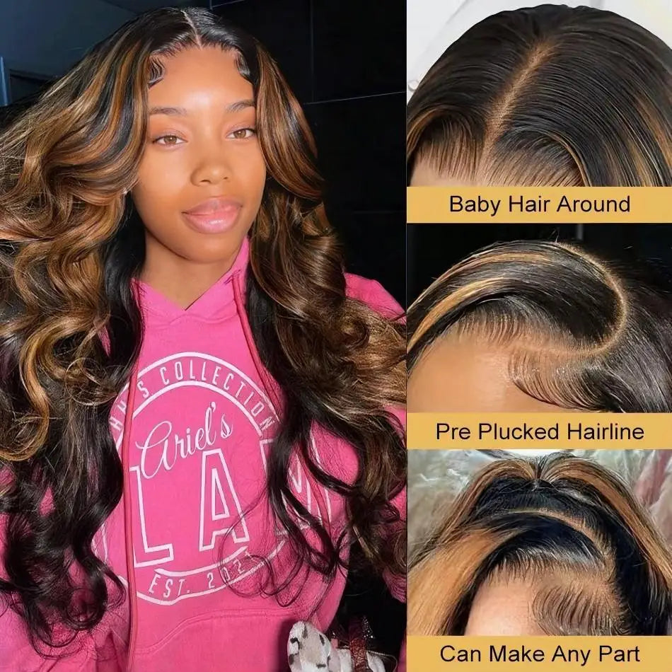 1b30 Black Brown Lace Front 13x4 Body Wave Wigs  P427 Highlight Ombre 100% Human Hair 13x6 HD Lace Frontal Blonde Colored Wig