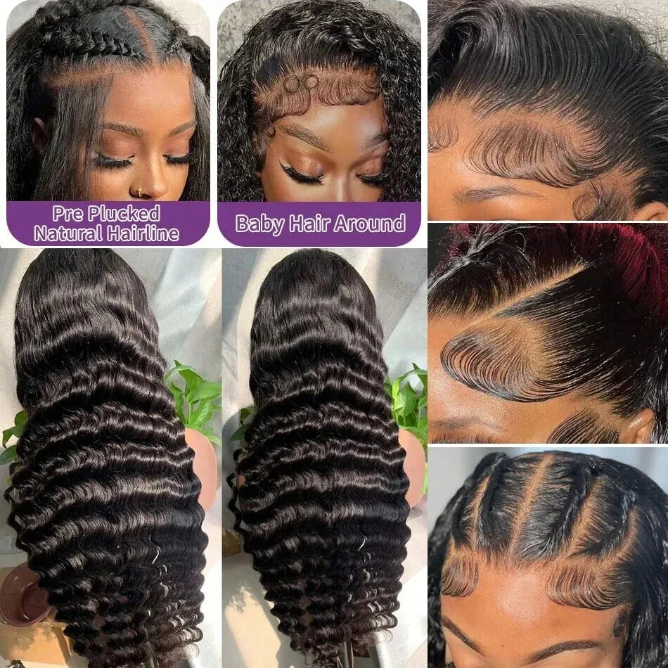 200 250 Density Water Wave 13x4 13x6 Hd Transparent Lace Front Wigs For Women Deep Wave Lace Frontal Wigs Curly Human Hair Wigs