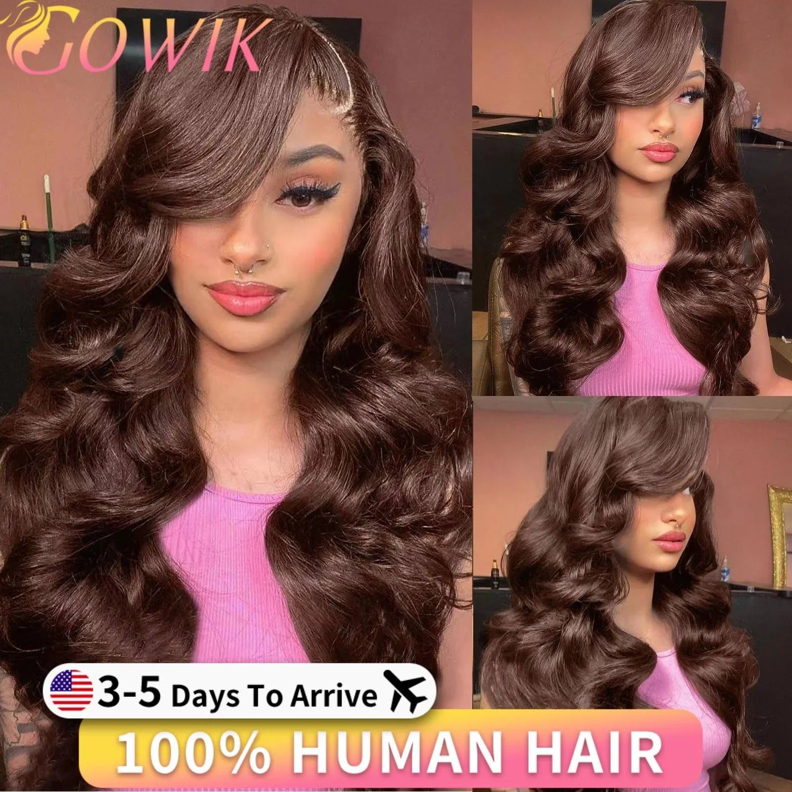 13x4 Chocolate Brown Body Wave Lace Front Wig 30 36 Inch 100% Brazilian Human Hair Wigs Lace Front Wig 13x6 Brown Wig For Women