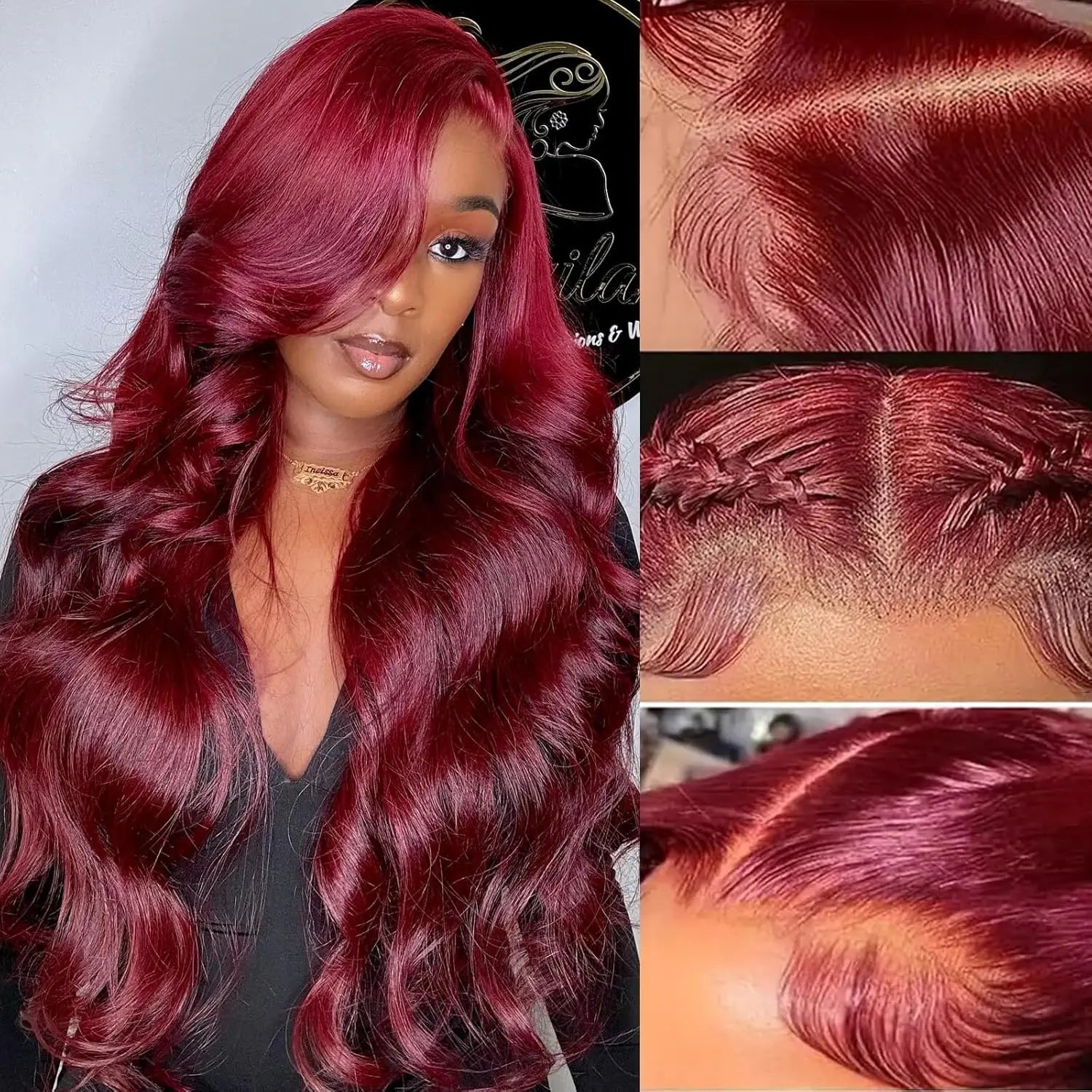 250% Density 99j Human Hair Wig 34 Inch Burgundy 13x4 HD Lace Frontal Body Wave Human Hair Wigs 100% Brazilian Human Hair