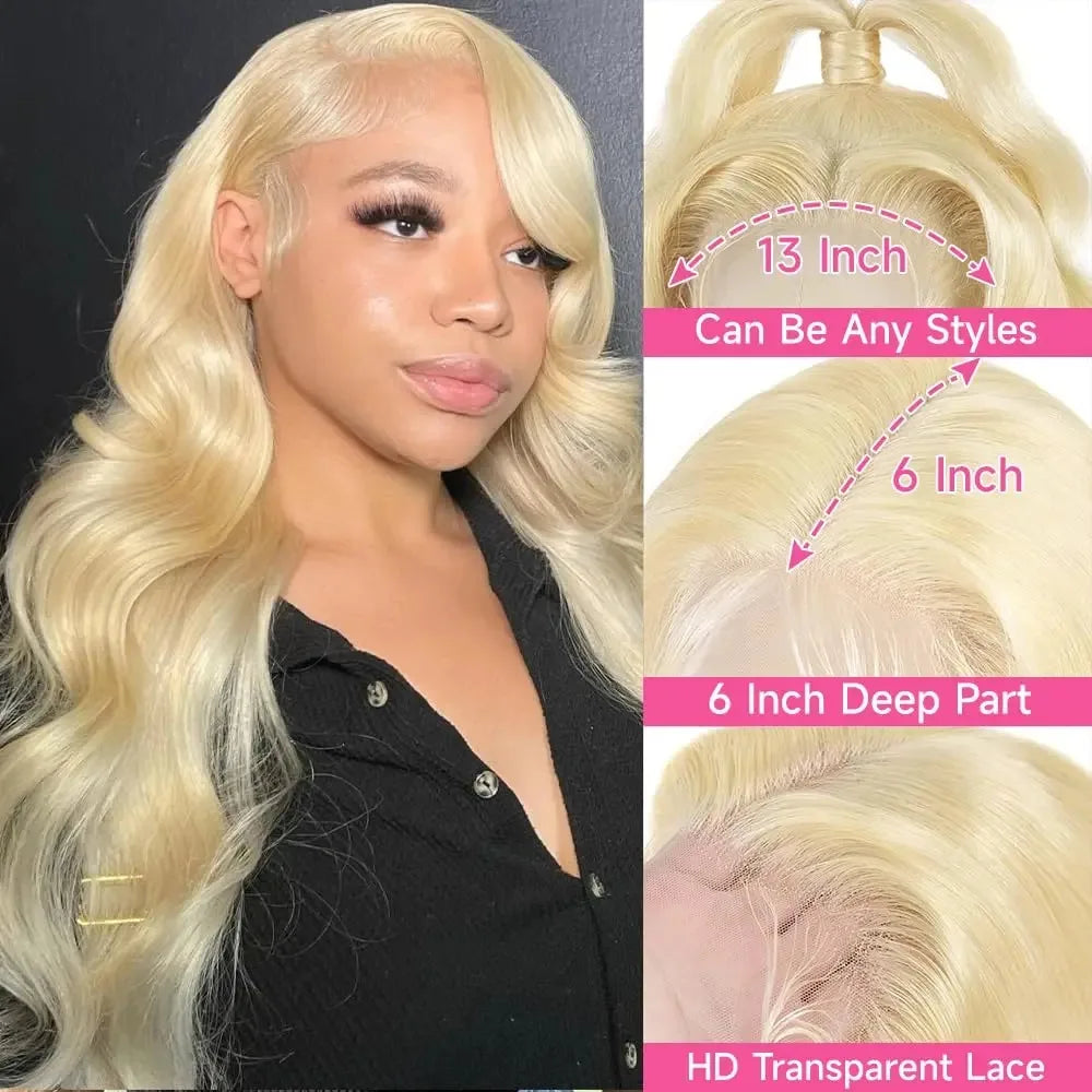 613 Body Wave Human Hair Wig 13x6 Hd Lace Frontal Wig Pre Plucked Brazilian 30 inch Blonde 613 Lace Front Wigs 13x4 Lace Wig