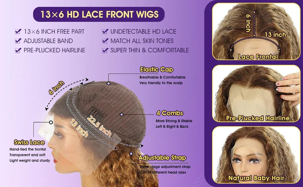 32 36 Inch Highlight Wig Human Hair Deep Wave 13X6 Hd Lace Frontal Wig 13X5 4/27 Ombre Brown Blonde Lace Front Wigs For Women