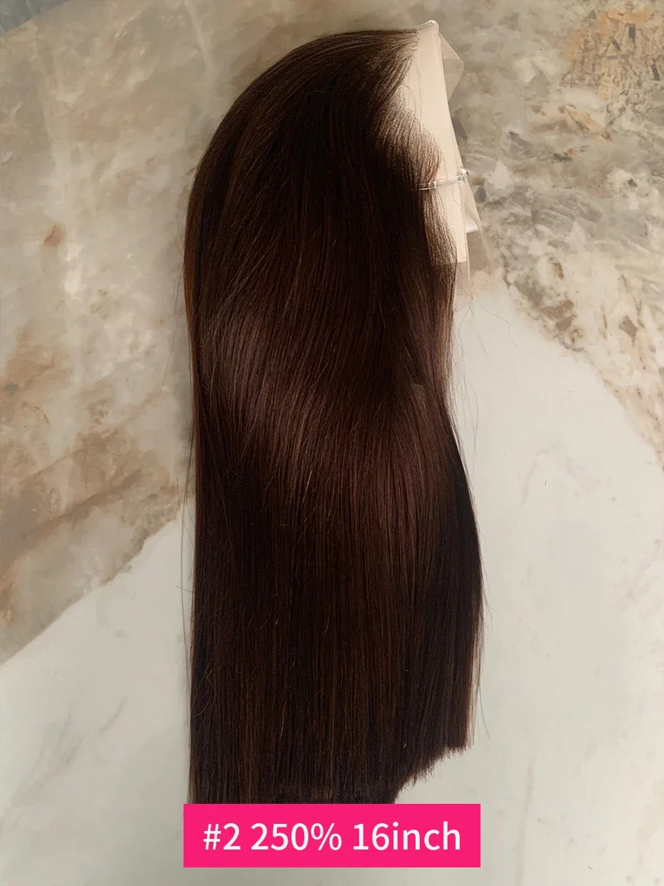 #2 Brown Chocolate Color 250 Density Lace Frontal Wig Human Hair Raw Vietnamese Double Drawn 13x4 Bob Lace Front Human Hair Wigs