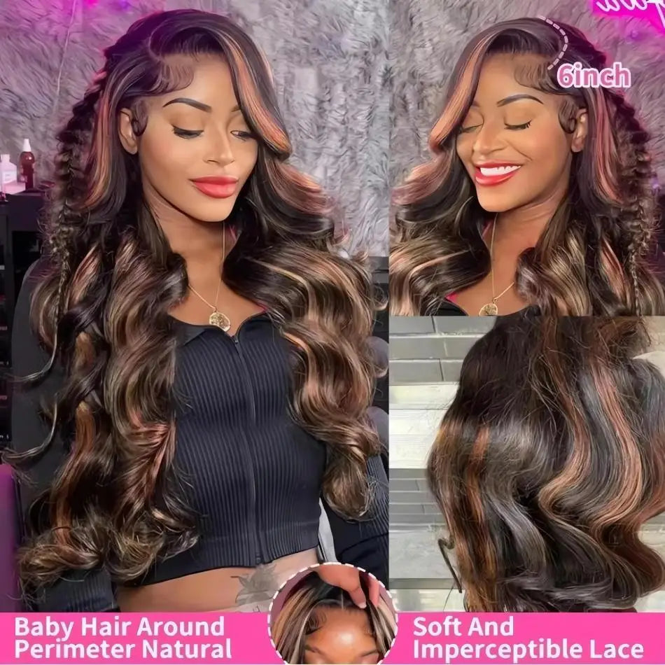 1b30 Black Brown Lace Front 13x4 Body Wave Wigs  P427 Highlight Ombre 100% Human Hair 13x6 HD Lace Frontal Blonde Colored Wig