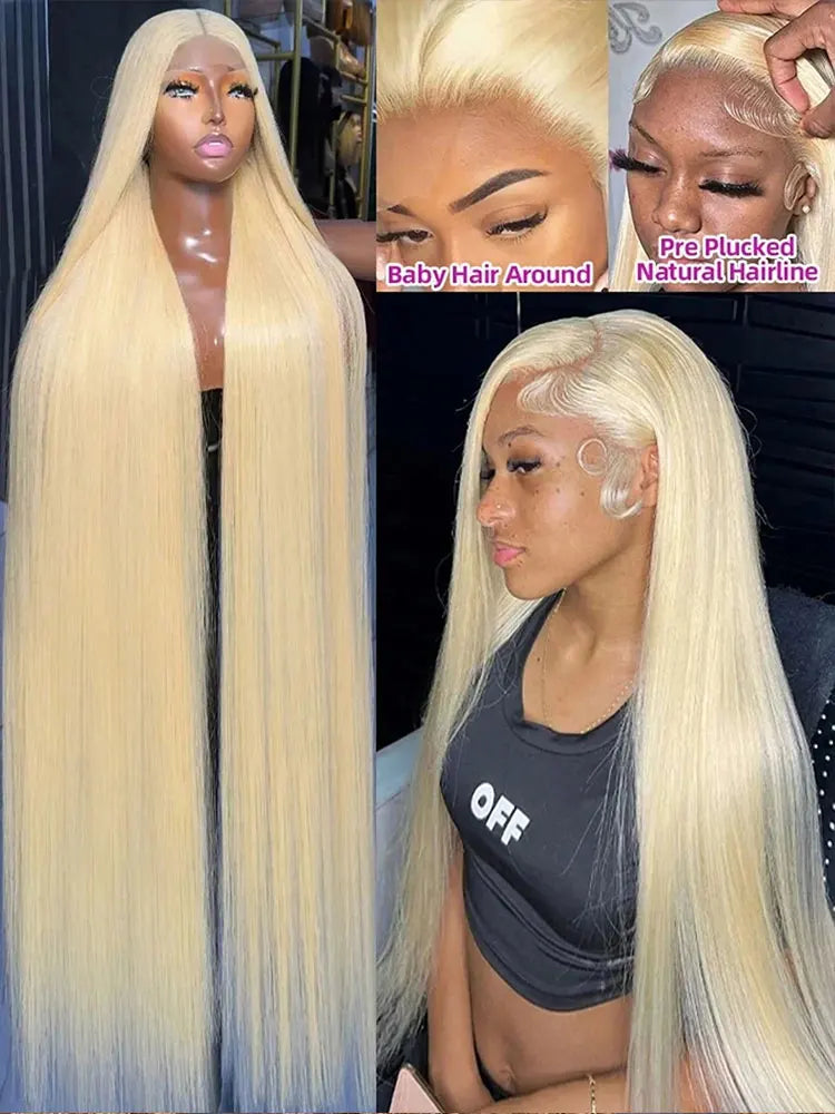 Blonde Wig Straight 613 Hd Lace Frontal Wig 13X6 13X4 Transparent Brazilian Straight Lace Front Wigs  30 34 Inch Human Hair