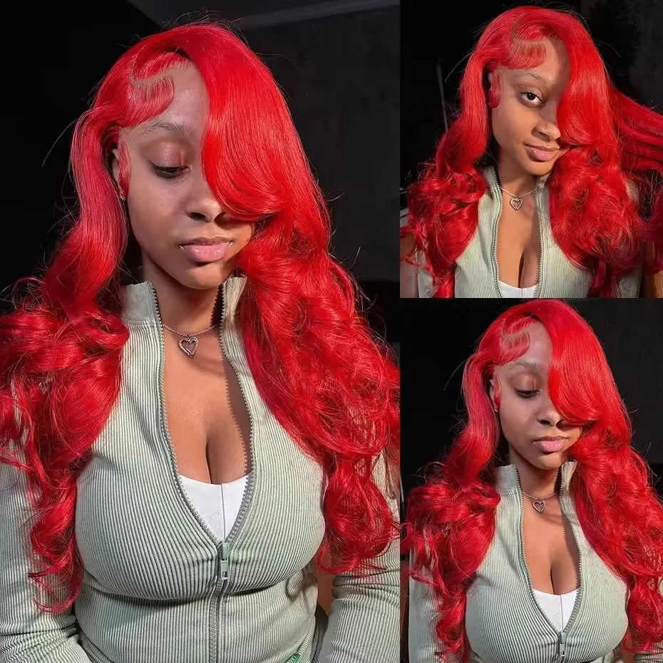 38 40 Inch Hot Red 13x6 Hd Lace Frontal Wigs Human Hair Wig Brazilian Red Colored Body Wave 13x4 Lace Front Wig For Black Women