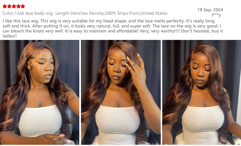 46 Inches Body Wave #4 Chocolate Brown 13x6 HD Lace Frontal Wigs  #4 Colored  Chocolate Brown Human Hair Wigs For Women hair