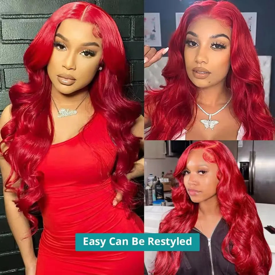 Hot Red 13x6 Hd Lace Frontal Human Hair Wigs Brazilian Colored Body Wave Lace Front Wig 13x4 4x4 5x5 Closure Wig For Women