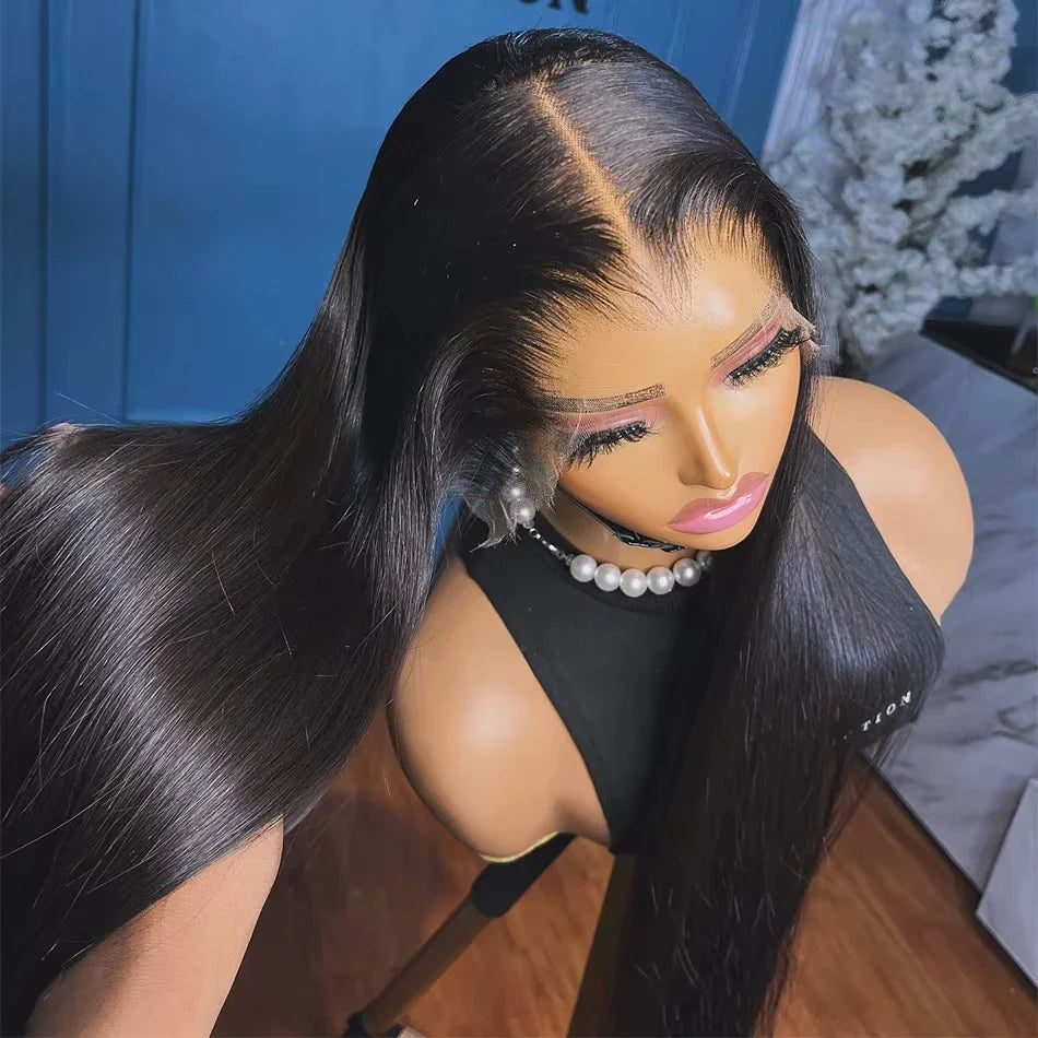 Bone Straight Lace Front Wigs Human Hair Brazilian 13x4 13x6 5x5HD Transparent Lace Frontal Wigs For Women 40 Inches 220 Density