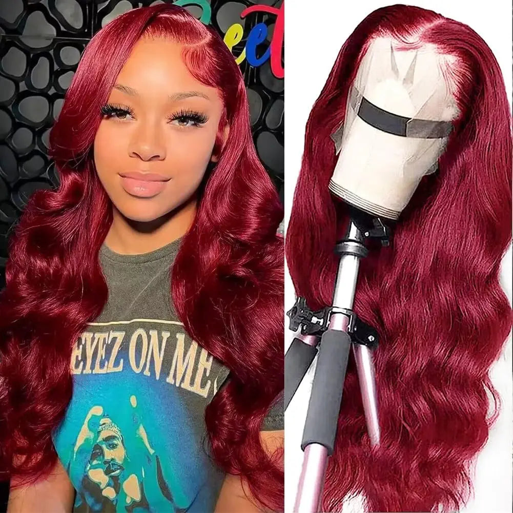 Burgundy 13x6 Hd Lace Frontal Human Hair Wig 220 Density Brazilian 13x4 Lace Front Wig 99j Body Wave Human Hair Wigs For Women