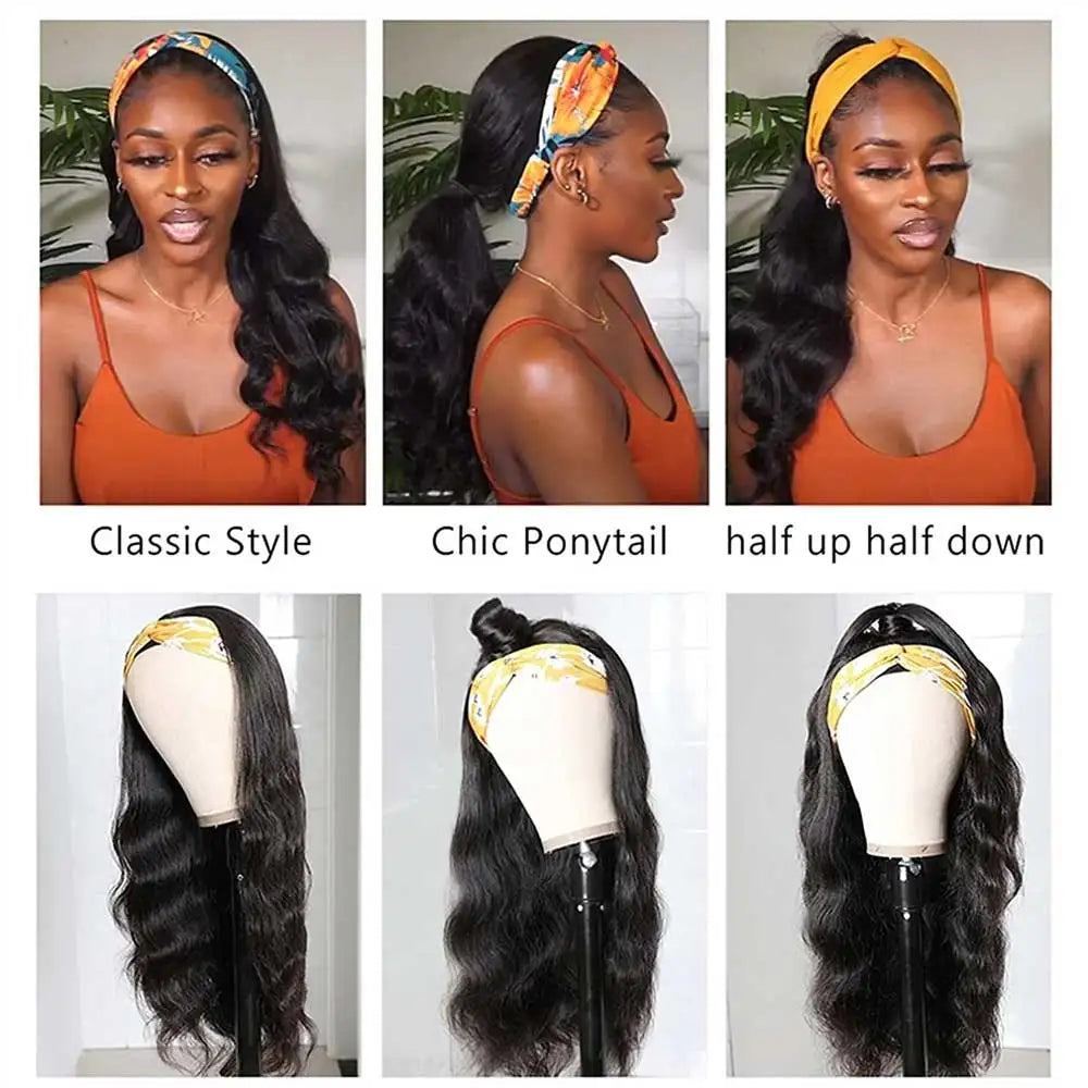 30 40 Inch Headband Wig Human Hair Body Wave Wig 200% Density Remy Human Hair Wigs For Black Women Brazilian Ready To Wear Wig