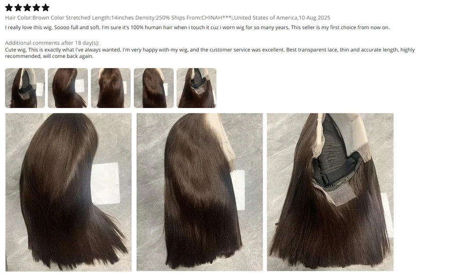 #2 Brown Chocolate Color 250 Density Lace Frontal Wig Human Hair Raw Vietnamese Double Drawn 13x4 Bob Lace Front Human Hair Wigs