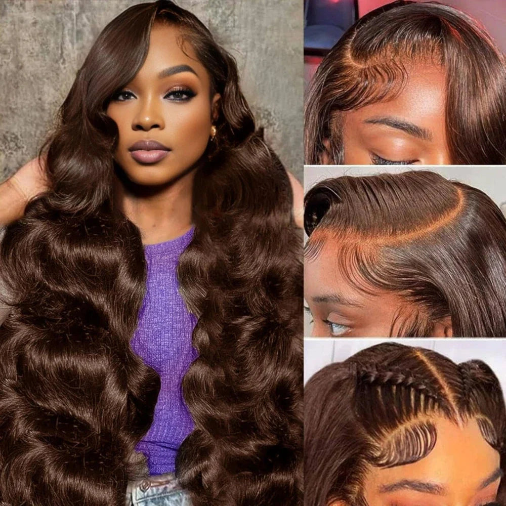 Body Wave Chocolate Brown Lace Front Wigs Human Hair 13x4 13x6 HD Lace Frontal Wig For Women Peruvian Lace Wigs Natural Hairline