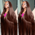 Chocolate Brown 13X6 Straight Human Hair Wigs 13X4 Hd Lace Frontal Wig 250 Density Colored Pre Plucked Brazilian Lace Front Wig