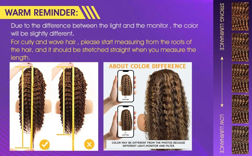 32 36 Inch Highlight Wig Human Hair Deep Wave 13X6 Hd Lace Frontal Wig 13X5 4/27 Ombre Brown Blonde Lace Front Wigs For Women