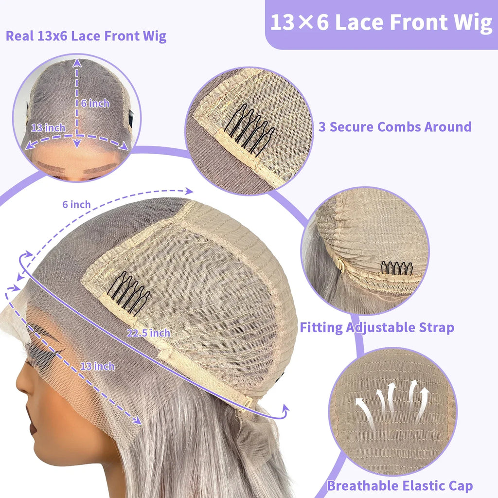 Cream Blonde Straight 100% Real Human Hair Wig Ash Blonde 200% Density Salon Hair Coloring Wig 13x6 Lace Front Wig For Women