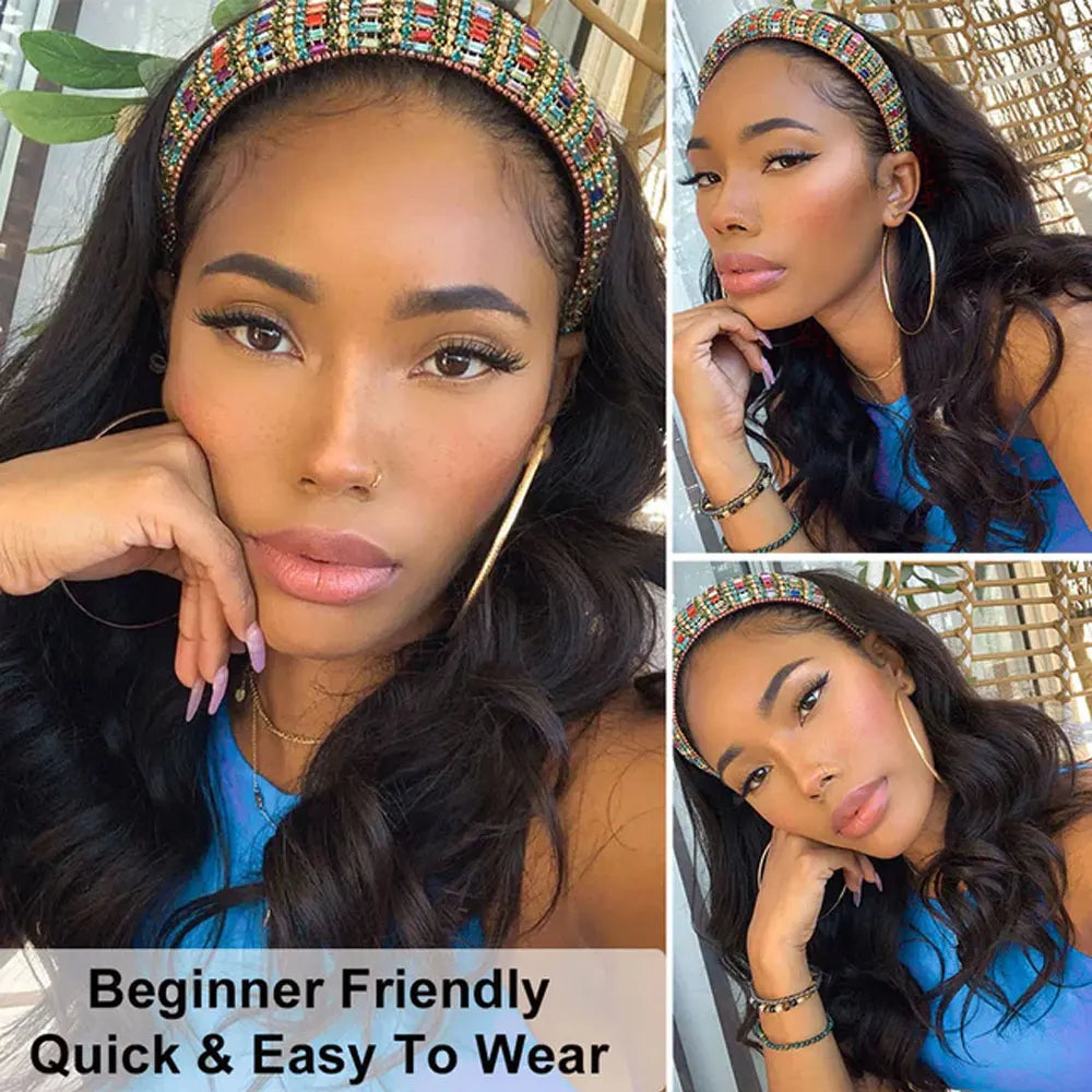 30 40 Inch Headband Wig Human Hair Body Wave Wig 200% Density Remy Human Hair Wigs For Black Women Brazilian Ready To Wear Wig