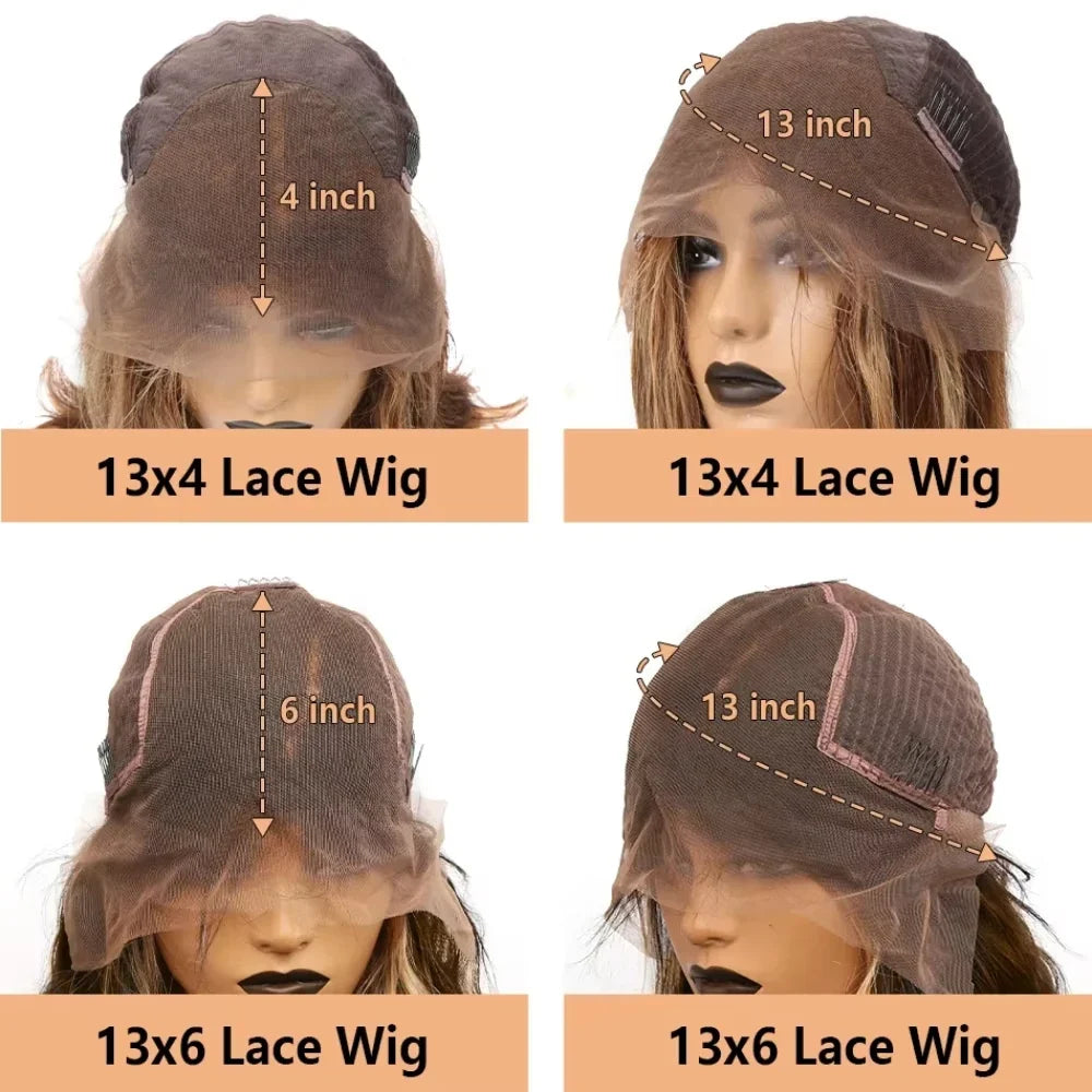 30 36 Inches Chocolate Brown Lace Front Human Hair Wig Pre Plucked Dark Brown Bone Straight 13x4 13x6 HD Lace Frontal Wigs