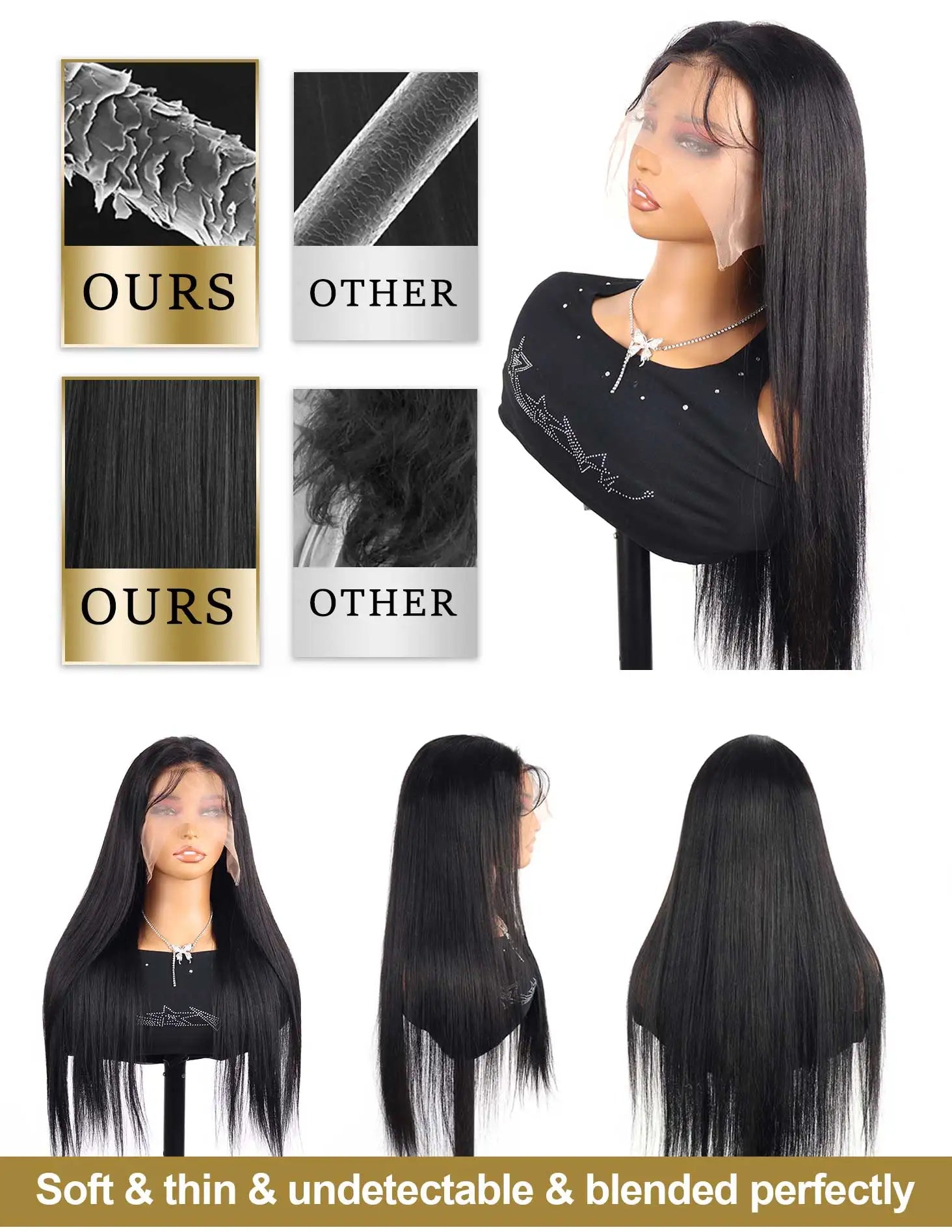Bone Straight Lace Front Wigs Human Hair Brazilian 13x4 13x6 5x5HD Transparent Lace Frontal Wigs For Women 40 Inches 220 Density