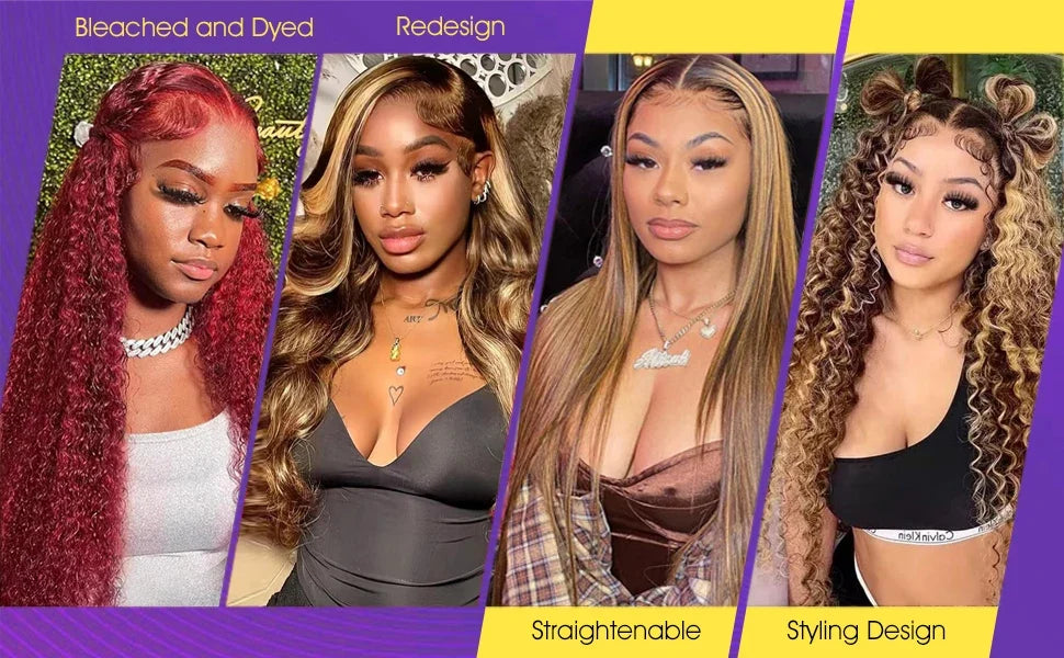 32 36 Inch Highlight Wig Human Hair Deep Wave 13X6 Hd Lace Frontal Wig 13X5 4/27 Ombre Brown Blonde Lace Front Wigs For Women