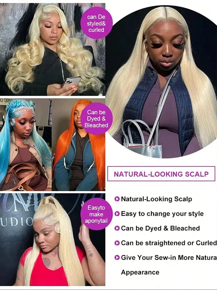 Blonde Wig Straight 613 Hd Lace Frontal Wig 13X6 13X4 Transparent Brazilian Straight Lace Front Wigs  30 34 Inch Human Hair