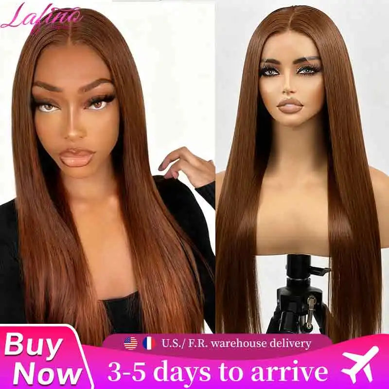 #4 Chocolate Brown Straight Human Hair Wig 13x6 Hd Lace Human Hair Wig 13x4 Lace Front Wig 200% Density Brazilian Hair For Women