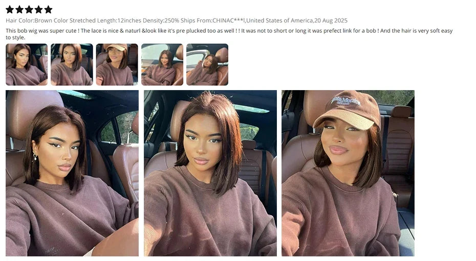 #2 Brown Chocolate Color 250 Density Lace Frontal Wig Human Hair Raw Vietnamese Double Drawn 13x4 Bob Lace Front Human Hair Wigs